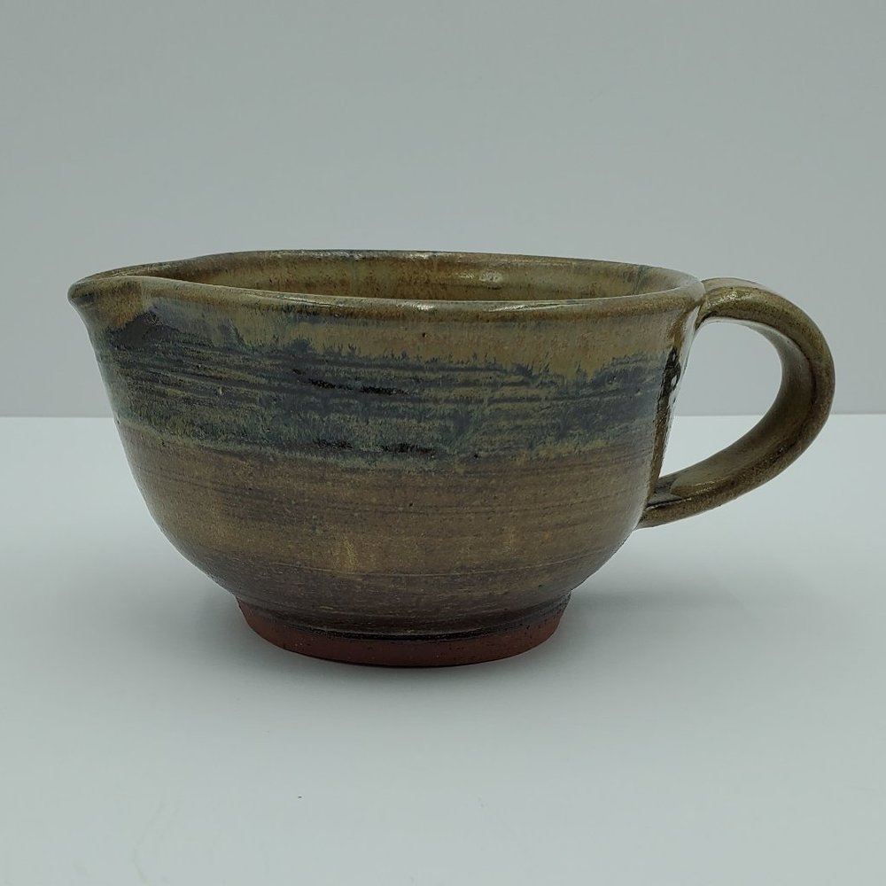 Pottery Creamer Pitcher Decor Accent Piece Brown Tan Blue